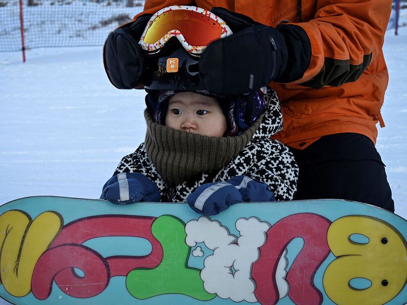 Snowboarding baby