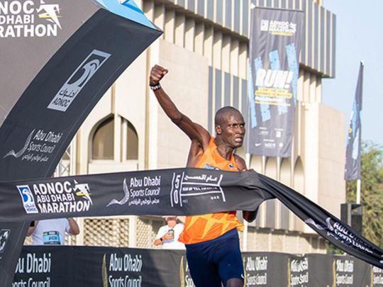 Titus Ekiru wins the 2021 Adnoc Abu Dhabi Marathon