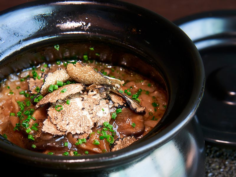 Vegan truffle rice clay pot