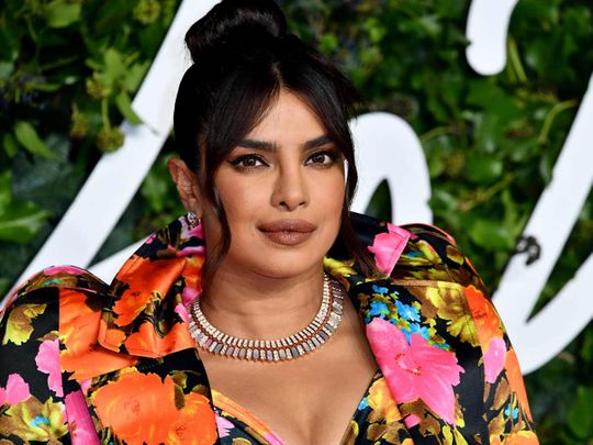 Actor Priyanka Chopra-Jonas sported a resplendent high jewellery Serpenti necklace in pink gold with mother-of-pearl coral elements pave diamonds. Her earrings, meanwhile were white gold with two round cut brilliant diamonds