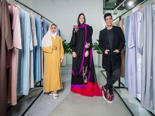 Emirati designer Hessa Al Falasi with Bollywood designer Manish Malhotra