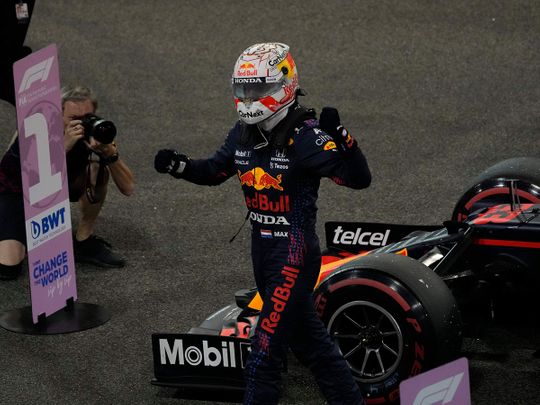 Max Verstappen celebrates pole in Abu Dhabi