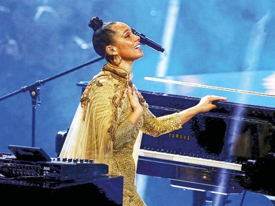 Singer Alicia Keys performs at Expo 2020 in Dubai, United Arab Emirates, December 10, 2021. REUTERS/Satish Kumar