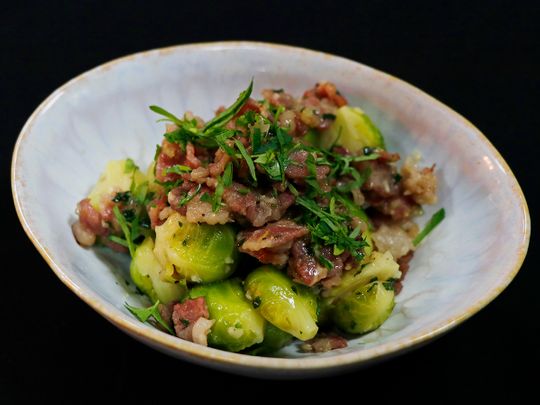 brussel-sprouts-with-beef-bacon-and-chestnuts-shutterstock