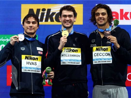 Russian Swimming Federation’s Kliment Kolesnikov took gold