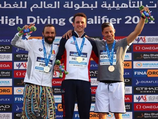 Aidan Heslop claimed gold at Fina High Diving Qualifier in Abu Dhabi