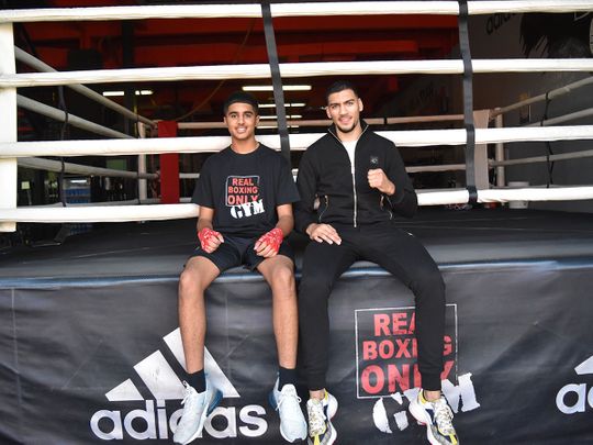 Arjun Singh Hayre and Hamzah Sheeraz at Real Boxing only Gym in Dubai