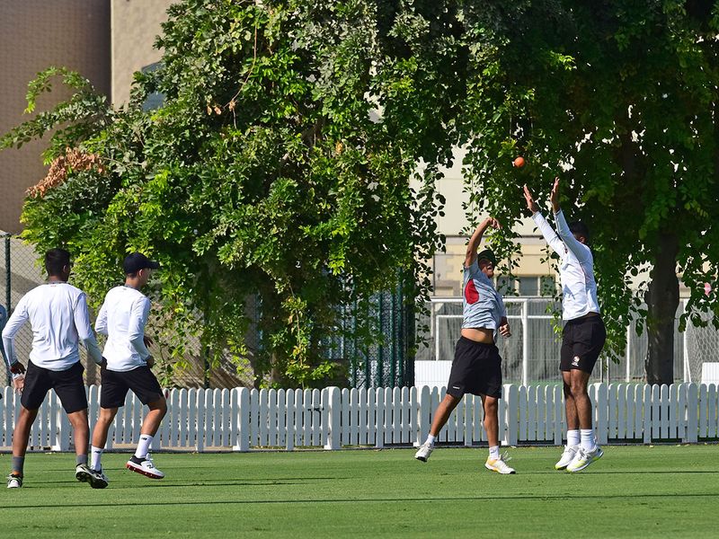 The UAE Under-19 cricket team practise at the ICC Cricket Academy in Dubai 