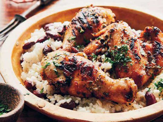 Jerk Chicken with Rice and Beans