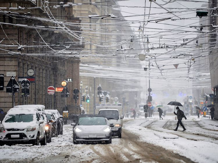 Milan snowbound as storms hit Italy Europe Gulf News
