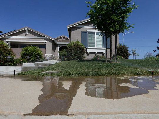 California water curbs sidewalk sprinklers