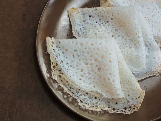 Neer dosa - A classic Karnataka breakfast dish, this dosa uses just 2 ingredients - rice and water 