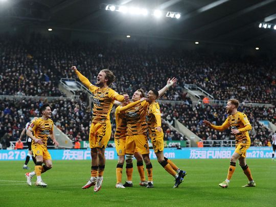 Cambridge United's Joe Ironside celebrates the winner against Newcastle