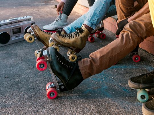 roller skates stock