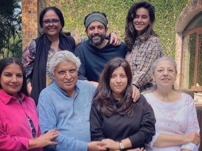 Javed Akhtar with his family