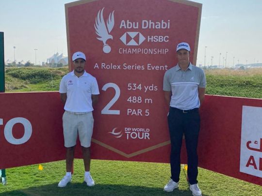 Josh Hill and Ahmad Skaik got a round in at Yas Links