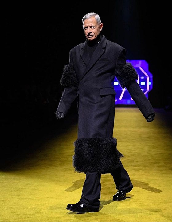 Jeff Goldblum stole the show in an oversized jacket with fur accents. 