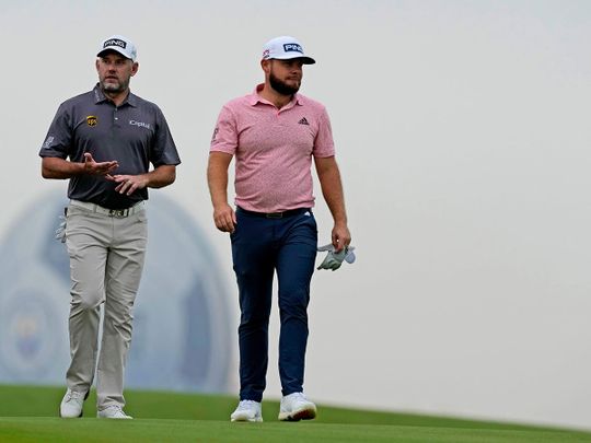 Lee Westwood and Tyrrell Hatton on Yas Links in Abu Dhabi