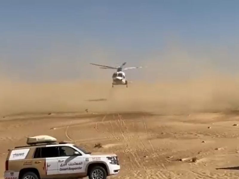 With the normal ambulance finding it difficult to access the location, the injured biker was rushed to hospital by a Dubai Police air ambulance