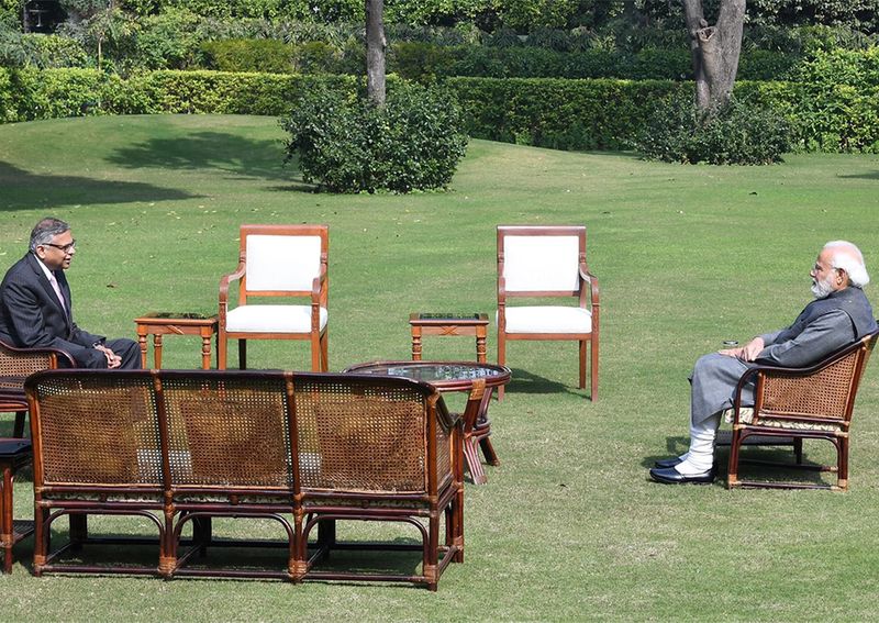 Tata Sons Chairman N Chandrasekaran meets with Prime Minister Narendra Modi