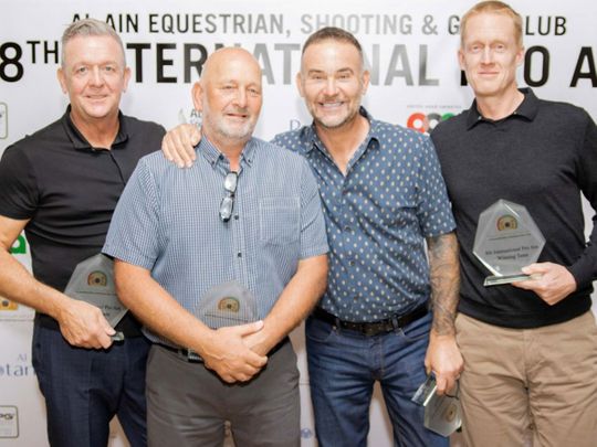 Chris Gane with Andrew Doswell, Warren Emery and John Harper after winning the AESGC Pro-AM