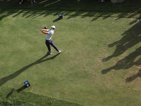 Rory McIlroy in action at the Dubai Desert Classic 