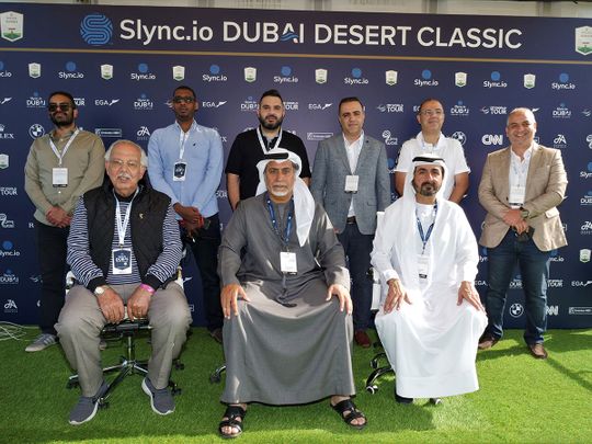 Vice-Chairman of the Emirates Golf Federation, General Abdullah Alhashmi with members of the Arab media and officials of the Emirates Golf Federation