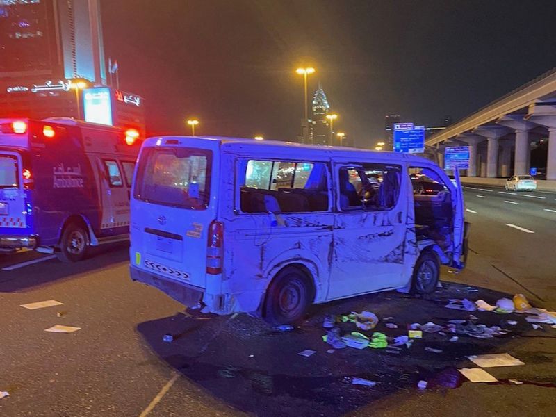 Mini-bus accident in Dubai