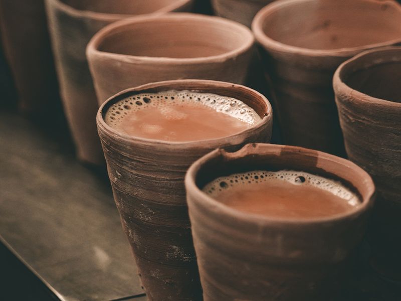 Chai or tea served in Kulhad or traditional clay mugs