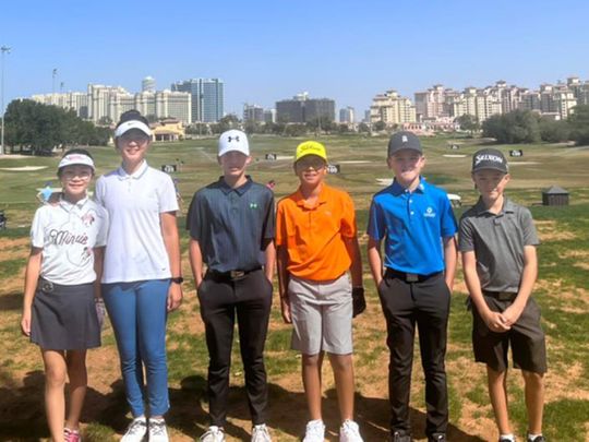 The Jumeirah Golf Estates Junior Team, first round leaders in the Beneple Dubai Golf Junior Team Championship