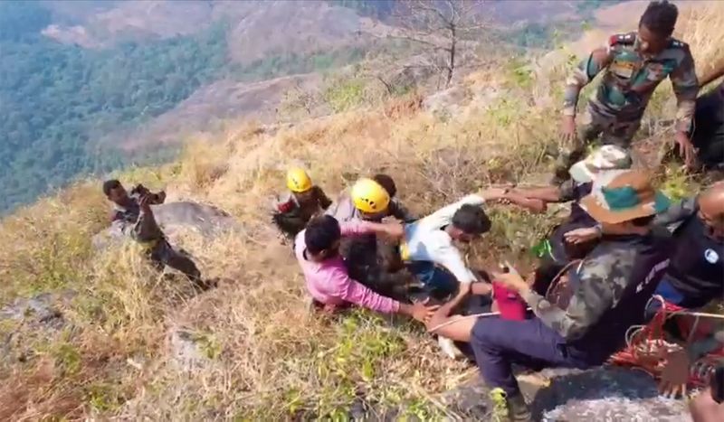 Indian Army rescues boy stranded in fault line on cliff in Kerala