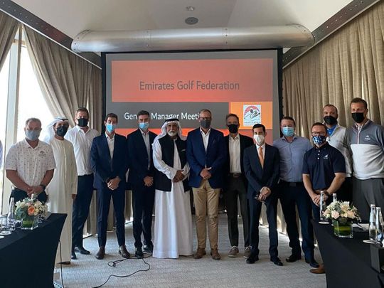 Attendees of the recent Emirates Golf Federation General Assembly held at Dubai Creek Golf and Yacht Club