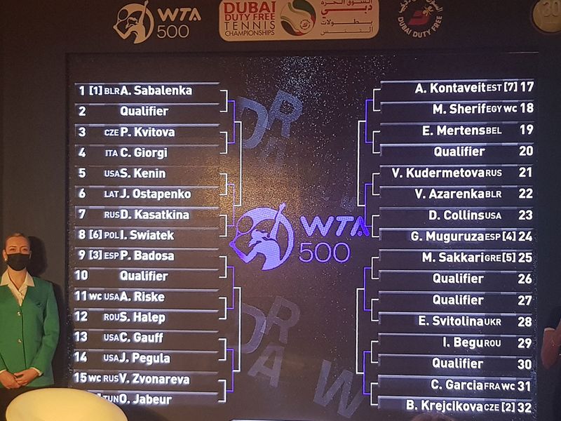 The WTA Dubai Duty Free Championships draw