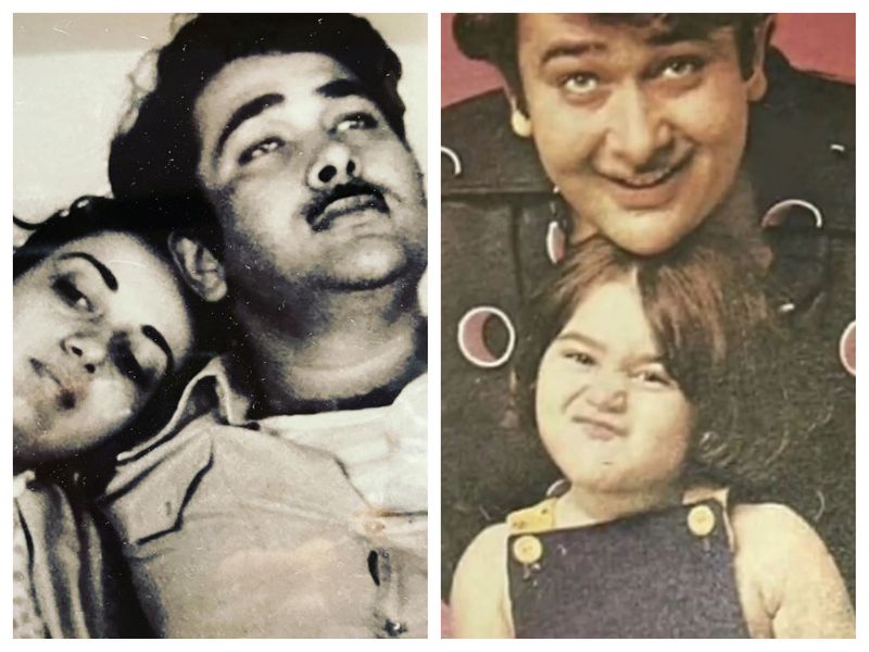 Randhir Kapoor and Babita and Randhir with a young Karisma Kapoor