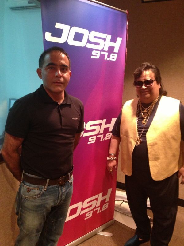 Bappi Lahiri with Lavkesh Grover during the singer's visit to the radio station