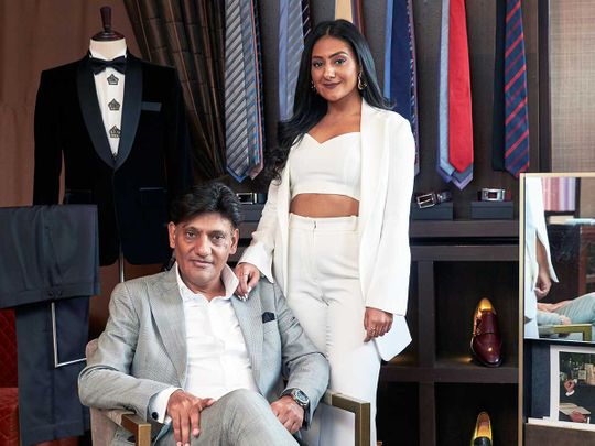 Kamlesh and his daughter Disha have turned Kishanchand’s small shop into a happening bespoke tailoring business in Dubai.