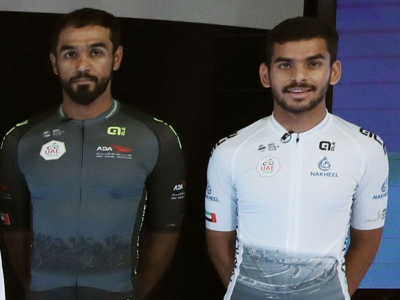 The UAE Tour Black and White jerseys