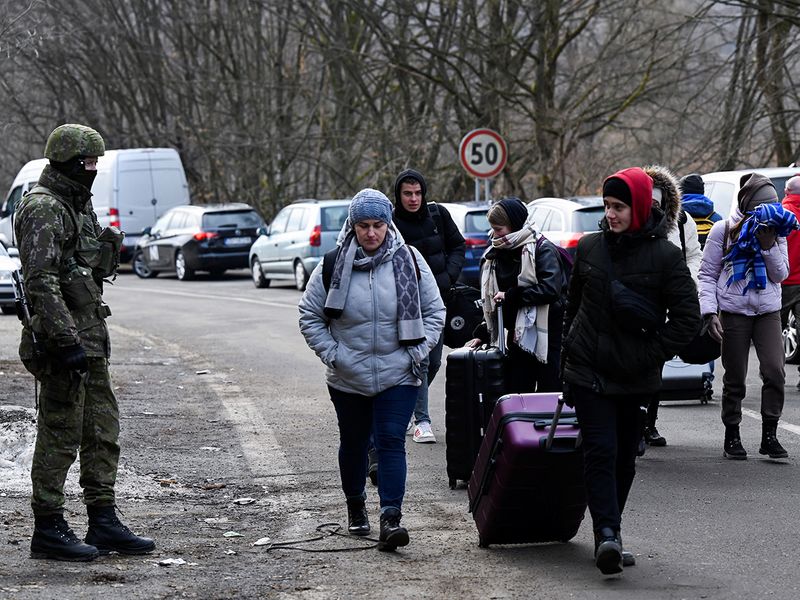 People fleeing from Ukraine arrive in Slovakia