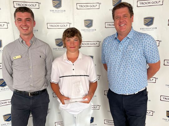 Louis Klein with Els Club GM Tom Rourke and Conor Rogers 