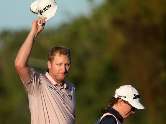 Ryan Brehm and his caddie/wife Chelsey after winning the Puerto Rico Open 