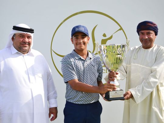 Tournament winner Mousa Shana'ah with Khalil Al Wahibi, General Manager of Ghala Golf Club and Ali Kalbat, General Manager of Golf Events Management 