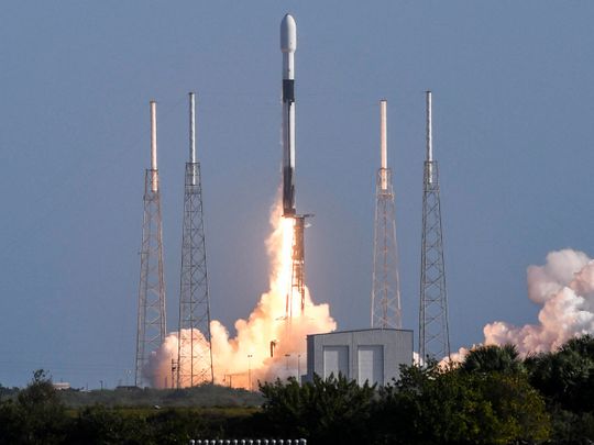 A SpaceX Falcon 9 rocket lifts off from Pad 40 at Cape Canaveral Space Force Station, Florida. 