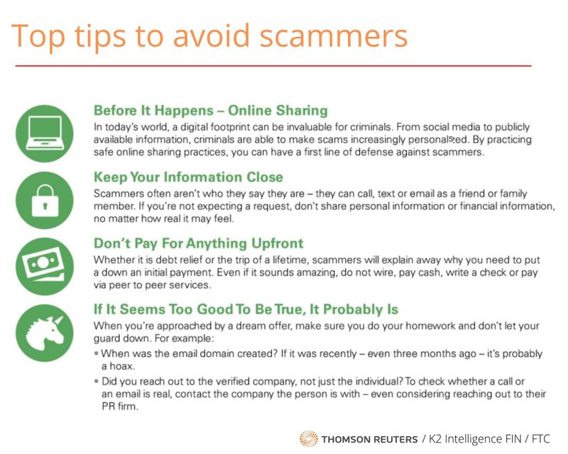 Top tips to avoid scammers