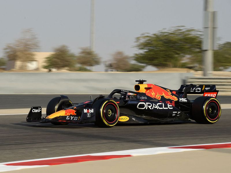 Max Verstappen during testing in Bahrain
