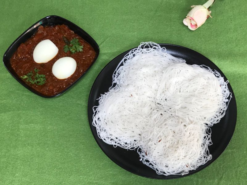 Serve idiyappam with egg roast