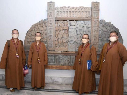 Foreign Buddhist monks visit Peshawar Museum in Khyber Pakhtunkhwa - the province which the officials are promoting as a hub of religious tourism.  