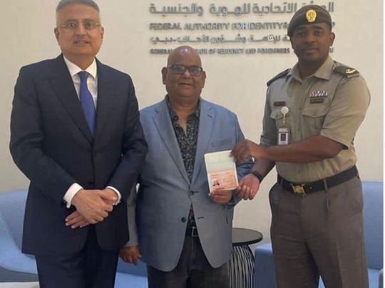 Director Satish Kaushik receives his UAE golden visa
