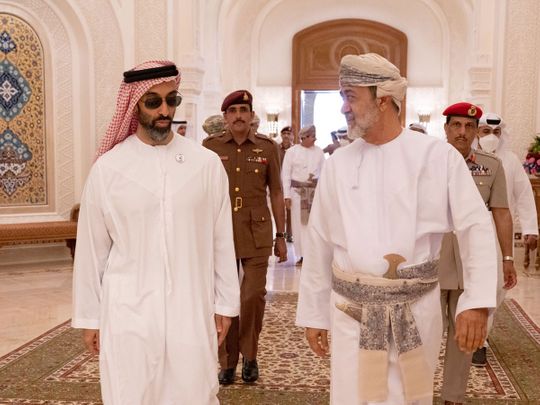 Sultan Haitham received Sheikh Tahnoun bin Zayed Al Nahyan today.