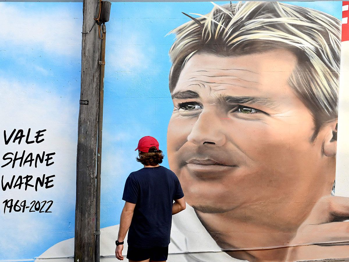 A mural of late Australian cricket superstar Shane Warne in Sydney