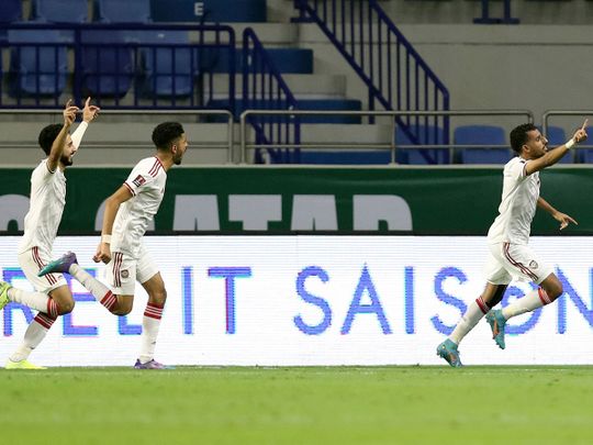 The UAE's Harib Abdalla Suhail celebrates the winner against South Korea